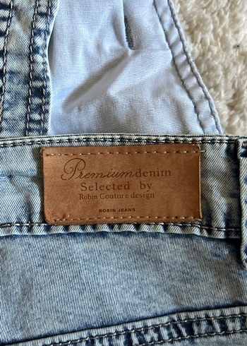 Kadın Gri Batik Desenli Kot Şort Tulum - Görsel 3