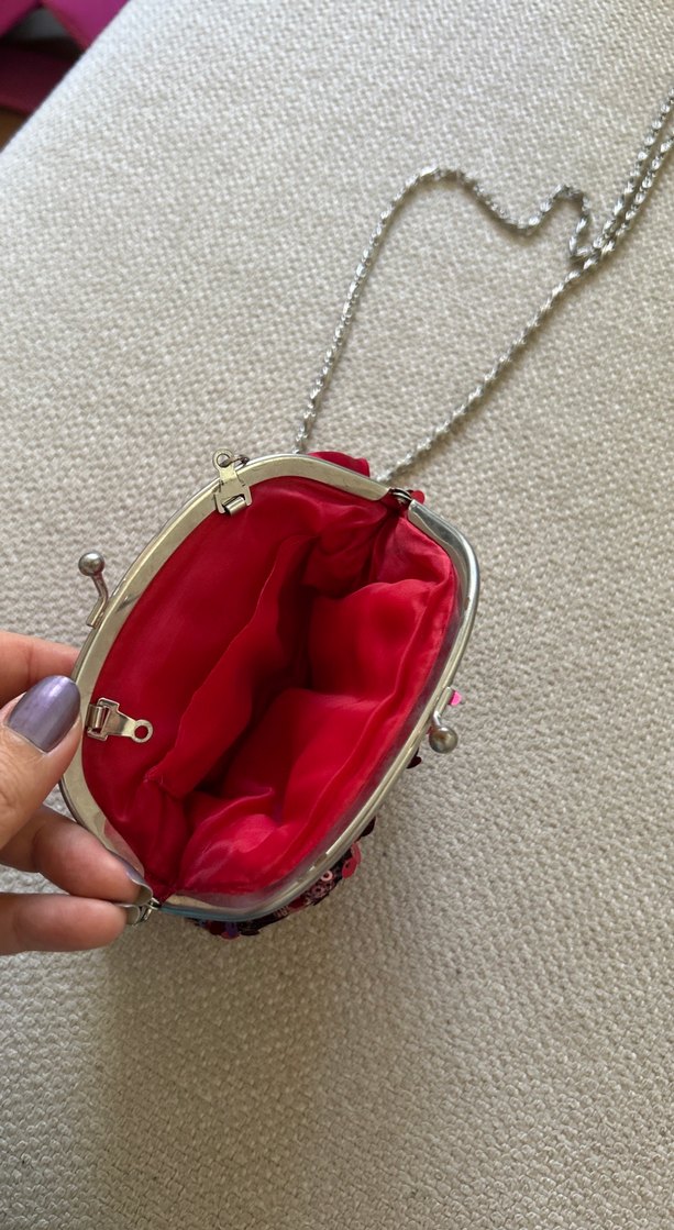 Boncuk İşlemeli Pembe Kadın  Çanta - Görsel 2