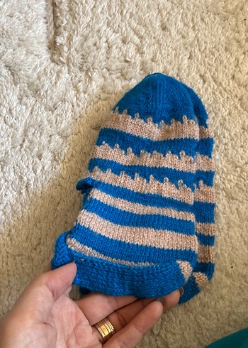 Mavi el örgüsü patik - Görsel 2