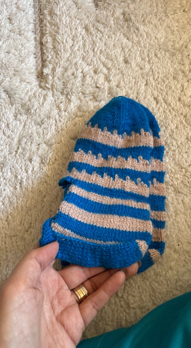 Mavi el örgüsü patik - Görsel 2