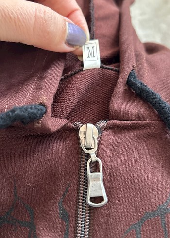 Bordo Kapüşonlu Fermuarlı Oversize Sweatshirt - Görsel 3