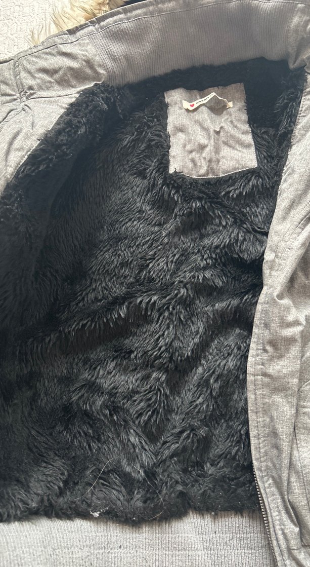 Gri Kadın Midi Kışlık Kürklü Mont - Görsel 2