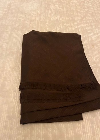 Kadın Kahverengive siyah  İpek Görünümlü Şal - Görsel 2