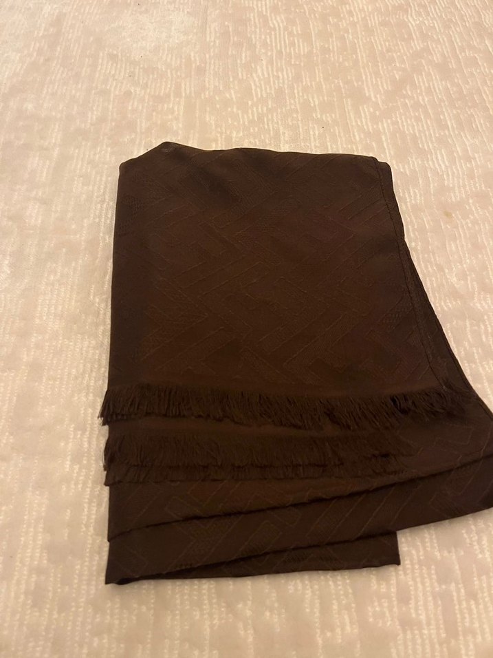 Kadın Kahverengive siyah  İpek Görünümlü Şal - Görsel 2