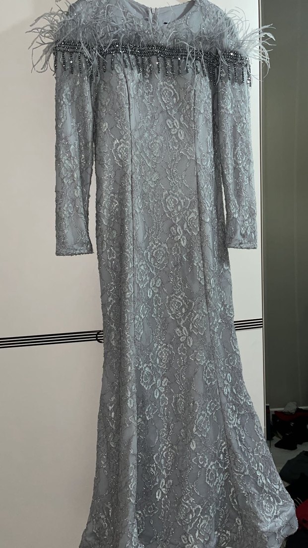 Gri nişanlık abiye - Görsel 4