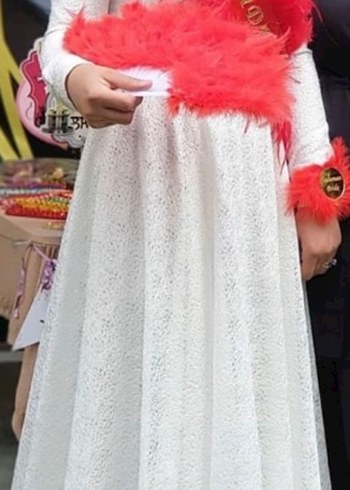 Beyaz Uzun Keten Elbise - Görsel 3