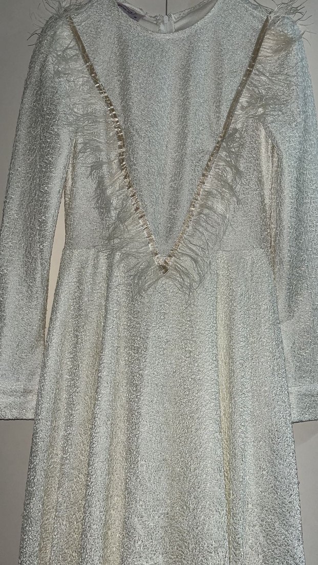 Beyaz Uzun Keten Elbise - Görsel 2