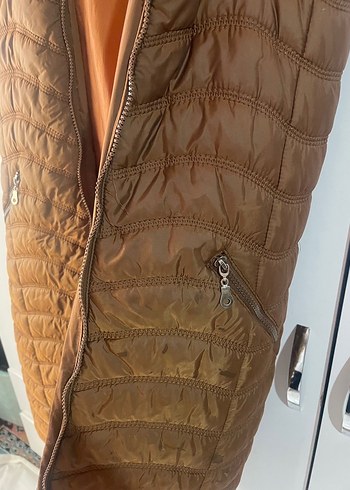 Kürklü kahverengi Uzun Kadın Yelek mont - Görsel 3