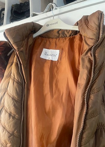 Kürklü kahverengi Uzun Kadın Yelek mont - Görsel 4