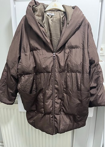 Düğmeli Kahverengi Kadın Kışlık Mont - Görsel 2