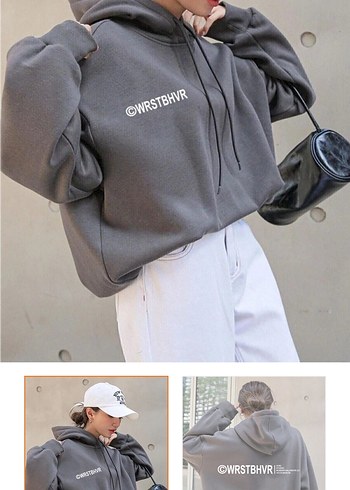 CC STORE WRST Gri Kapüşonlu Sweatshirt - Görsel 3