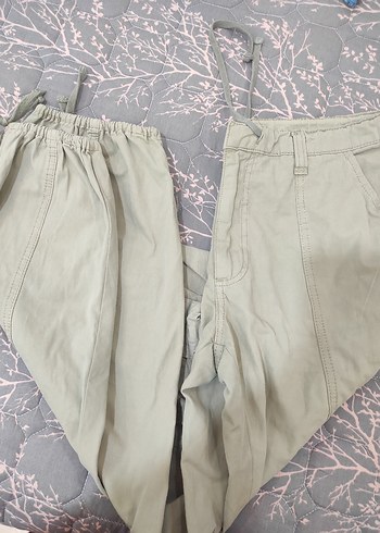 Diğer oversize haki keten pantolon
