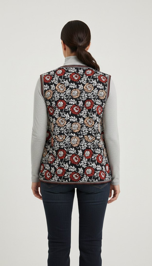 Kadın Triko Cepli Bohem Örgü Yelek - Görsel 5