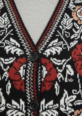 Kadin Bohem Triko Siyah Örgü Yelek - Görsel 7