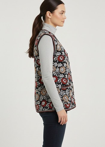 Kadin Bohem Triko Siyah Örgü Yelek - Görsel 2