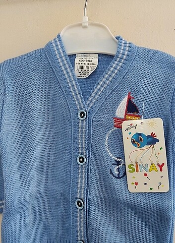 Erkek Bebek Triko Akrilik Nakisli Hirka - Görsel 3