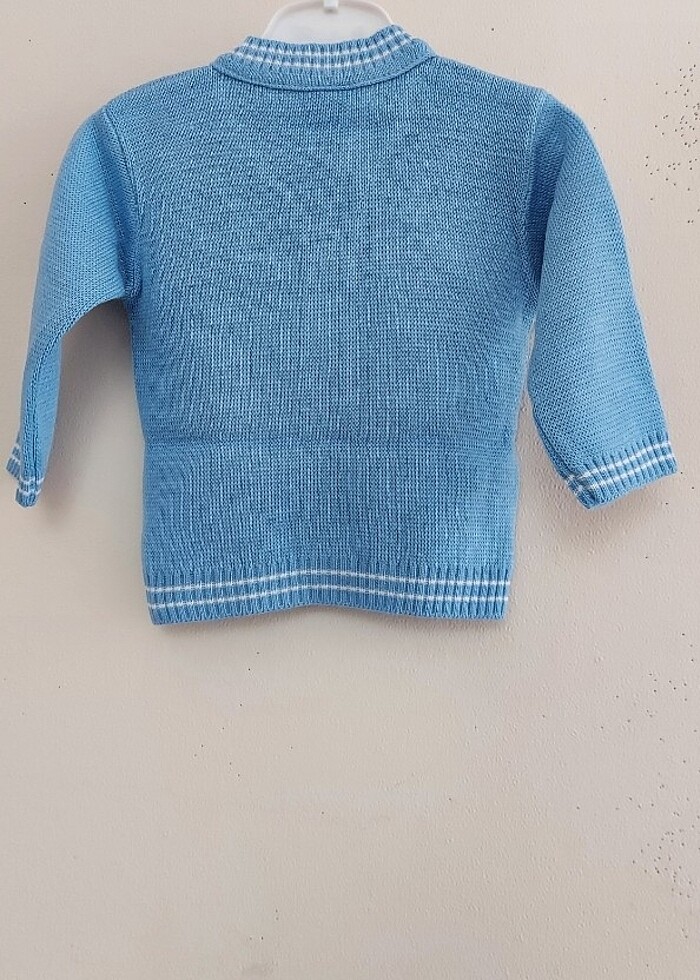Erkek Bebek Triko Akrilik Nakisli Hirka - Görsel 2