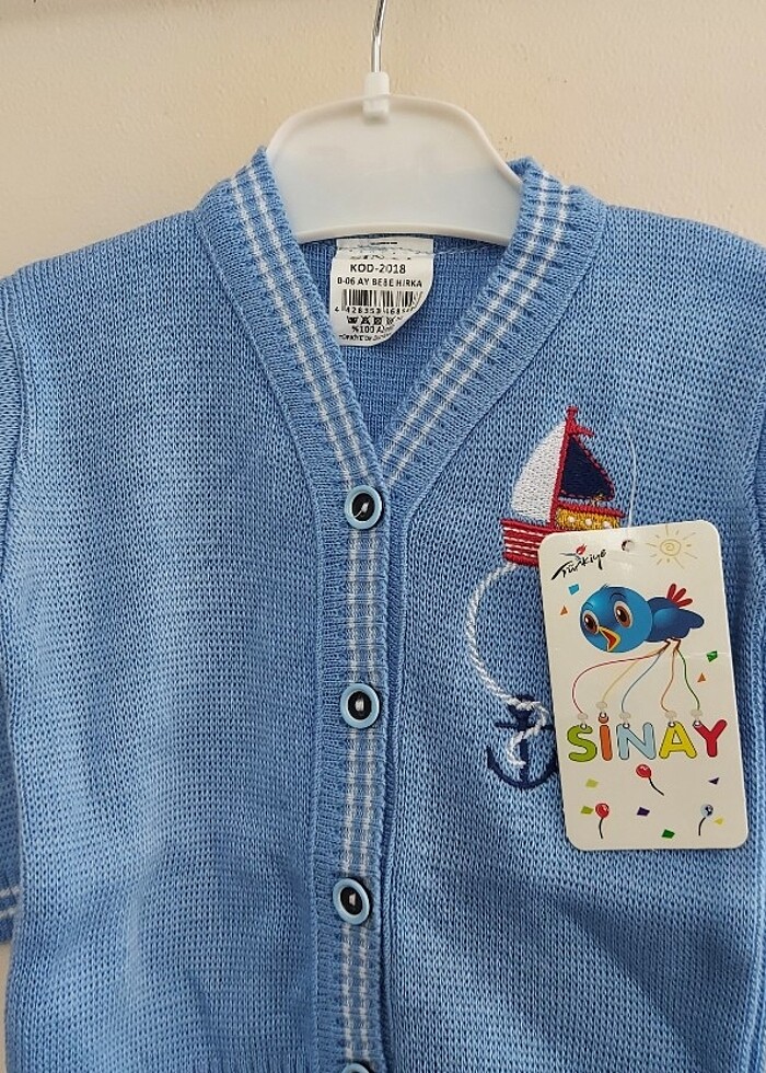 Erkek Bebek Triko Akrilik Nakisli Hirka - Görsel 3