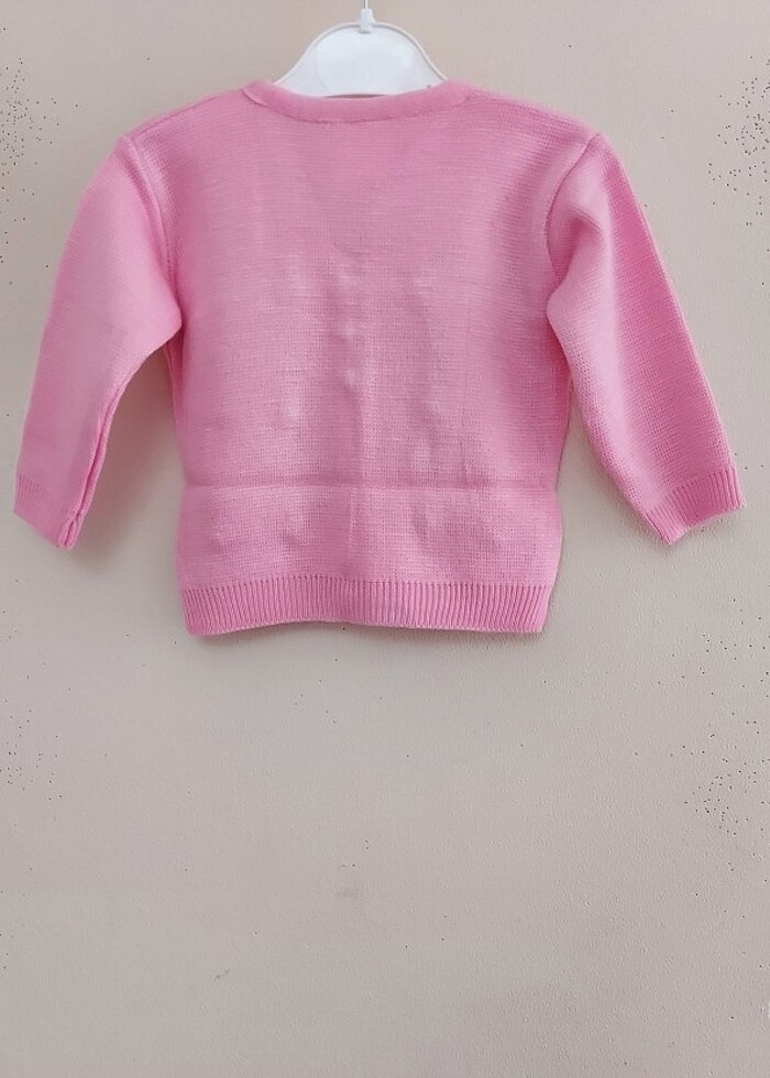 Kız Bebek Triko Akrilik işlemeli güllü Hirka - Görsel 3