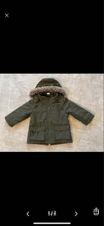 12-18 Ay Beden haki Renk H&M dolgulu parka , bebek mont