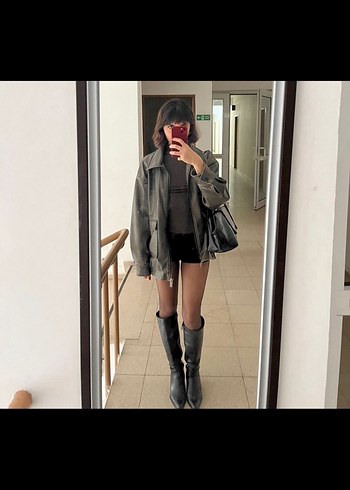 stradivarius oversize deri ceket