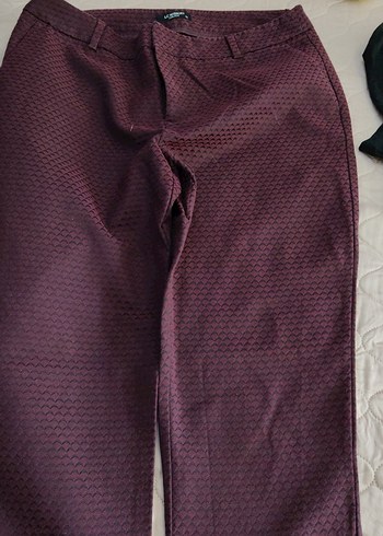 Bordo Düğmeli Kadın Kumaş Pantolon