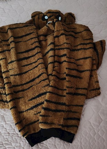 Kahverengi Zebra Desenli Kürklü tulum - Görsel 3