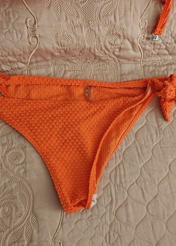 xl Beden Turuncu Düğmeli Strappy Bikini