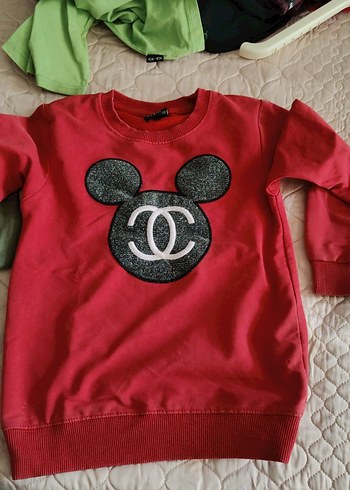 Kız Çocuk Kırmızı Uzun Kollu Baskılı Sweatshirt