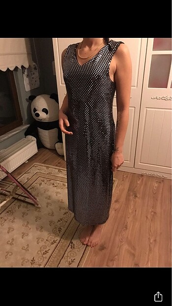 xl Beden siyah Renk Payetli gece elbisesi
