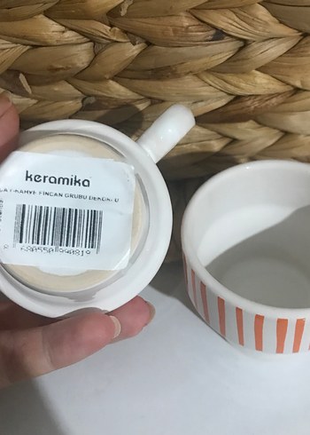 Diğer Keramika Beyaz Cizgili Porselen Fincan