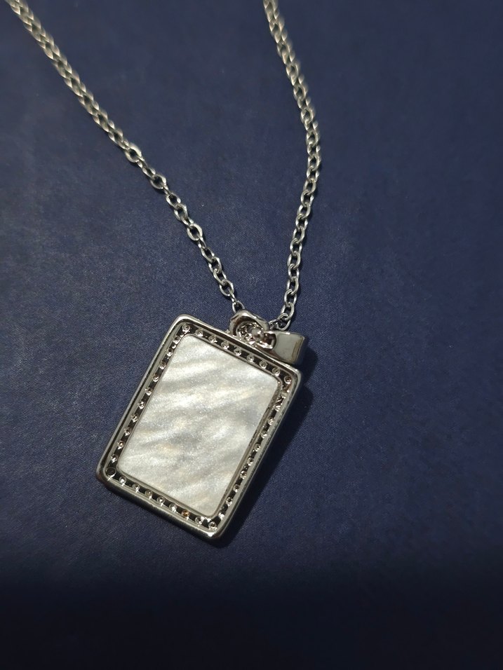 Gümüş Renkli Mini Zincirli Gül Kolye - Görsel 2