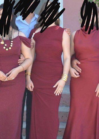 Trendyol & Milla Bordo Drapeli Midi Abiye Elbise