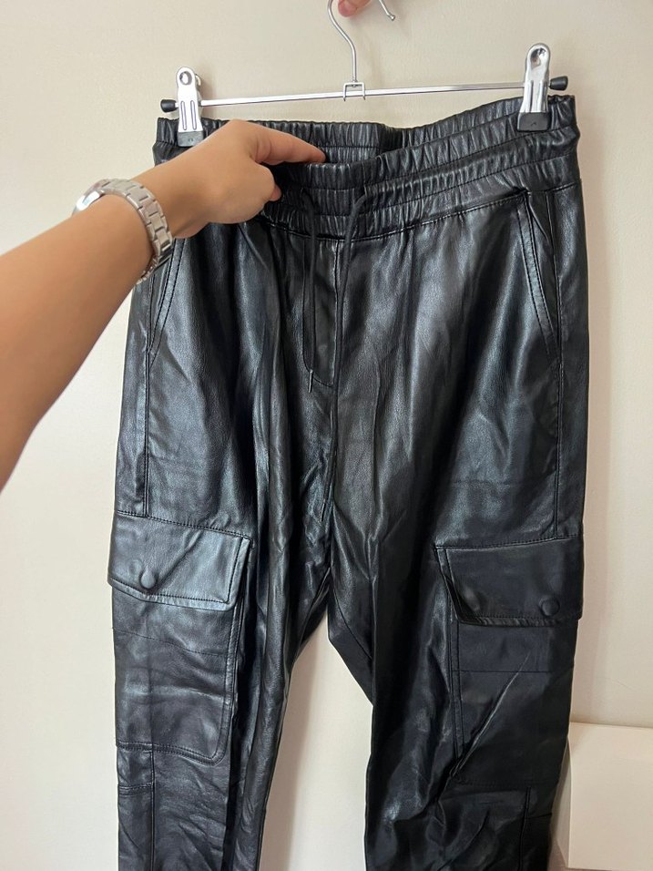 Siyah Deri kadın Pantolon - Görsel 3