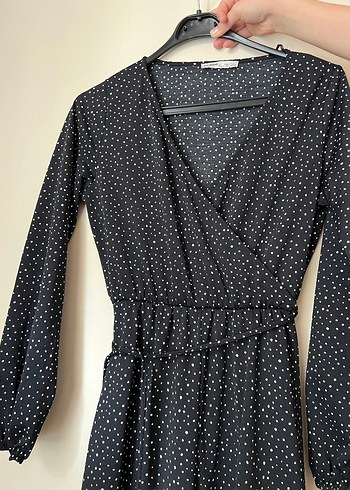 Siyah Puantiyeli Uzun Kollu Tulum - Görsel 3