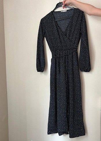 Siyah Puantiyeli Uzun Kollu Tulum - Görsel 2