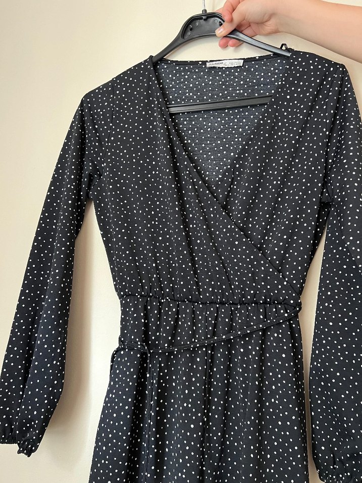 Siyah Puantiyeli Uzun Kollu Tulum - Görsel 3