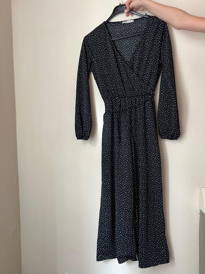 Siyah Puantiyeli Uzun Kollu Tulum - Görsel 2