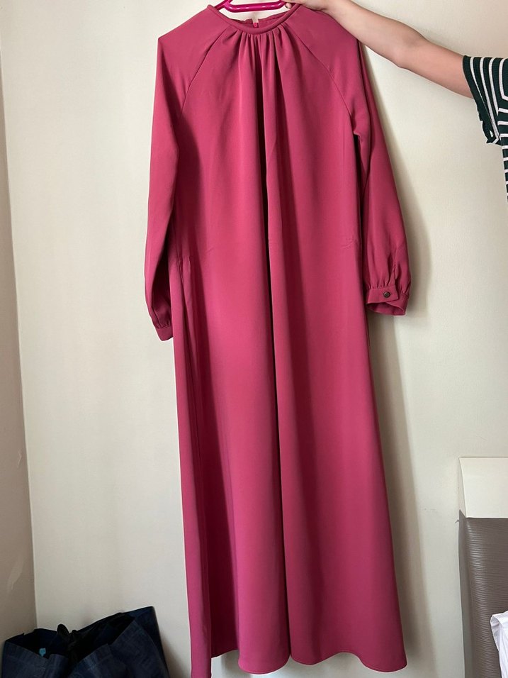 gül kurusu tesettür abiye elbise - Görsel 3