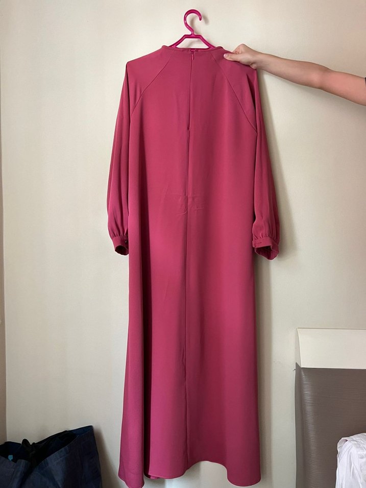 gül kurusu tesettür abiye elbise - Görsel 2