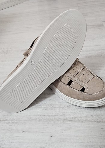 hakiki deri bej Erkek Sandalet - Görsel 3