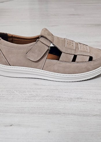 hakiki deri bej Erkek Sandalet - Görsel 2