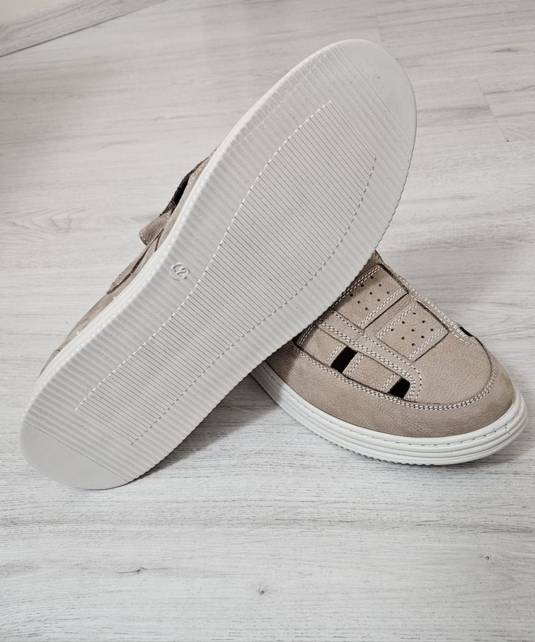 hakiki deri bej Erkek Sandalet - Görsel 3