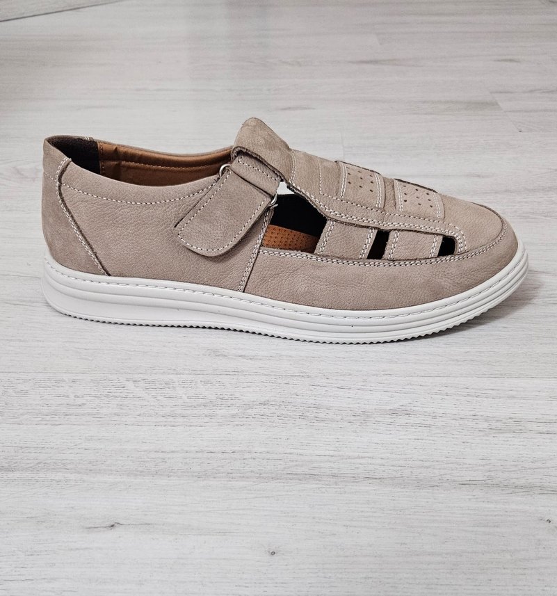 hakiki deri bej Erkek Sandalet - Görsel 2