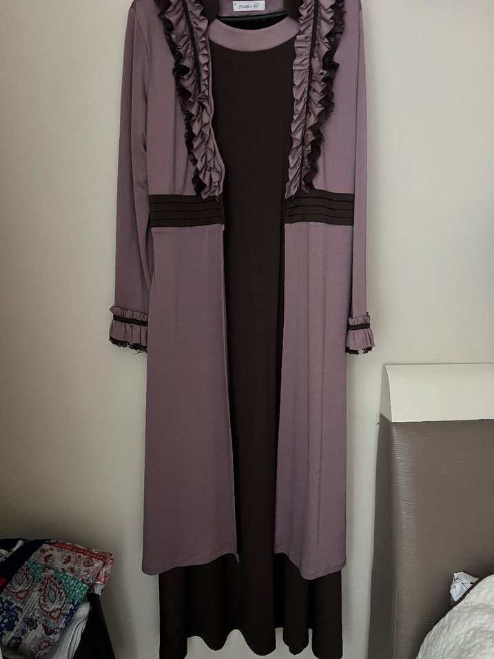 vintage ikili takım tesettür elbise - Görsel 2