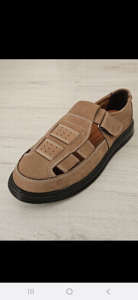 hakiki deri nubuk erkek sandalet - Görsel 3