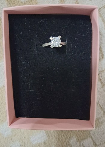 925 ayar gümüş tektaş yüzük - Görsel 5