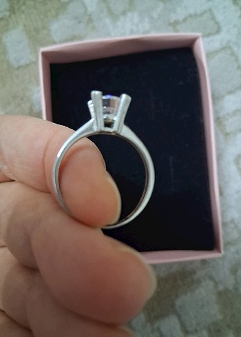 925 ayar gümüş tektaş yüzük - Görsel 4