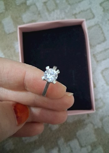 925 ayar gümüş tektaş yüzük - Görsel 7