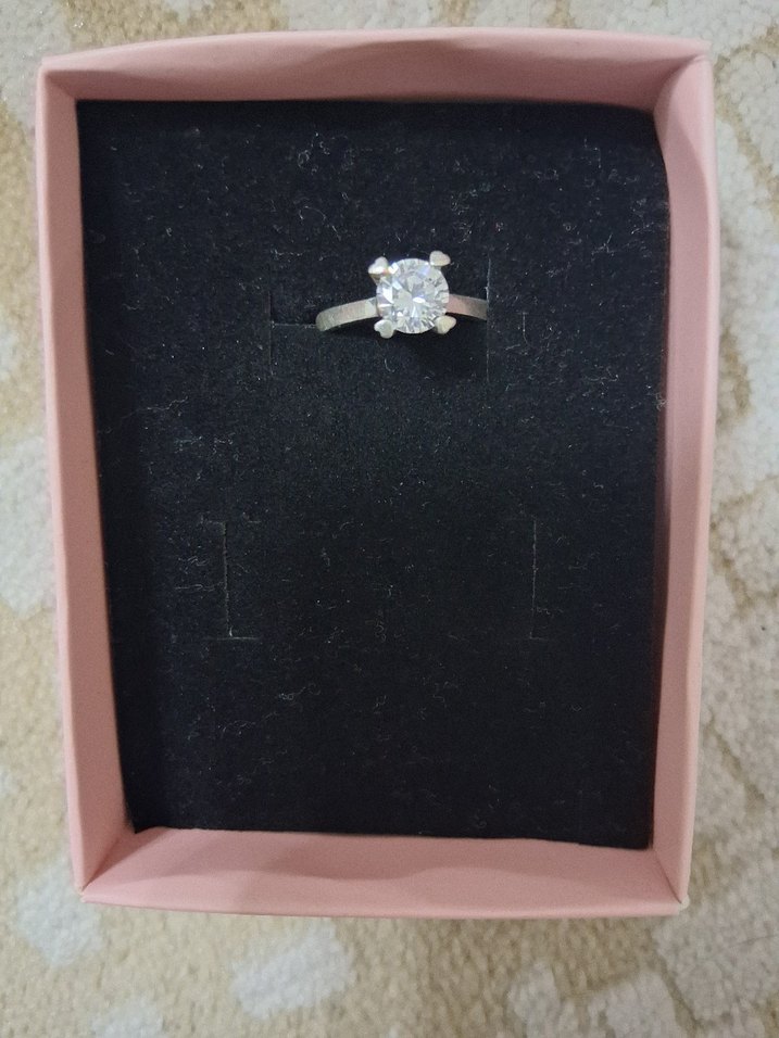 925 ayar gümüş tektaş yüzük - Görsel 5